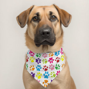 Rainbow Colorful Paw Prints Pet Bandana Collar