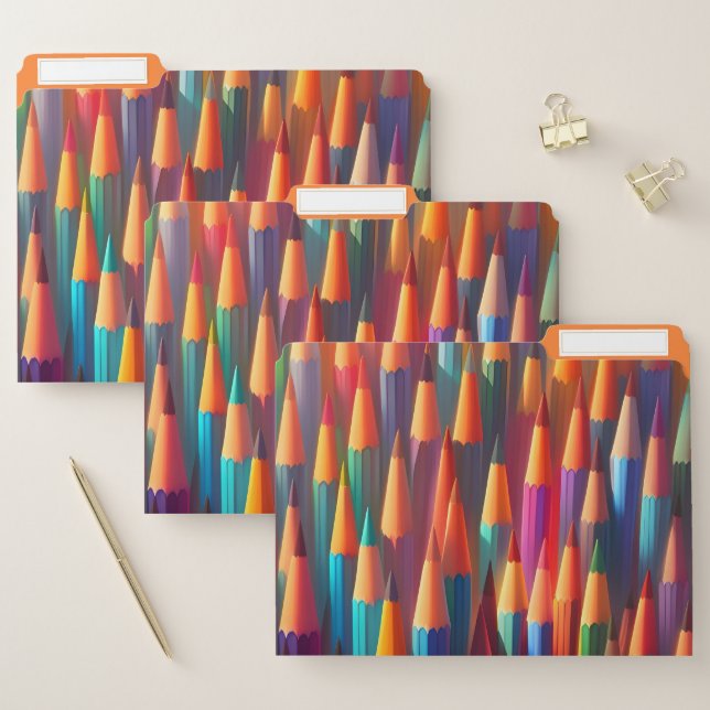 Rainbow Colorful Pencil Palette Watercolor File Folder (Set)