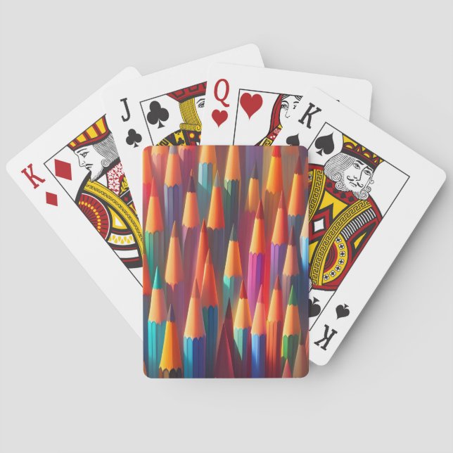 Rainbow Colorful Pencil Palette Watercolor Poker Cards (Back)