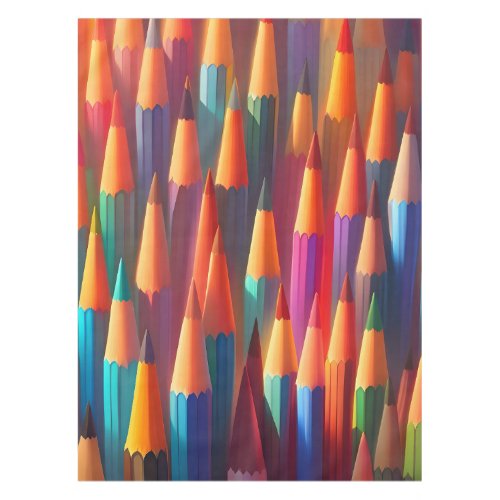 Rainbow Colorful Pencil Palette Watercolor Tablecloth