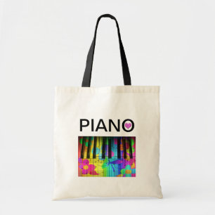 Rainbow Colorful Piano Keyboard and Notes Tote Bag