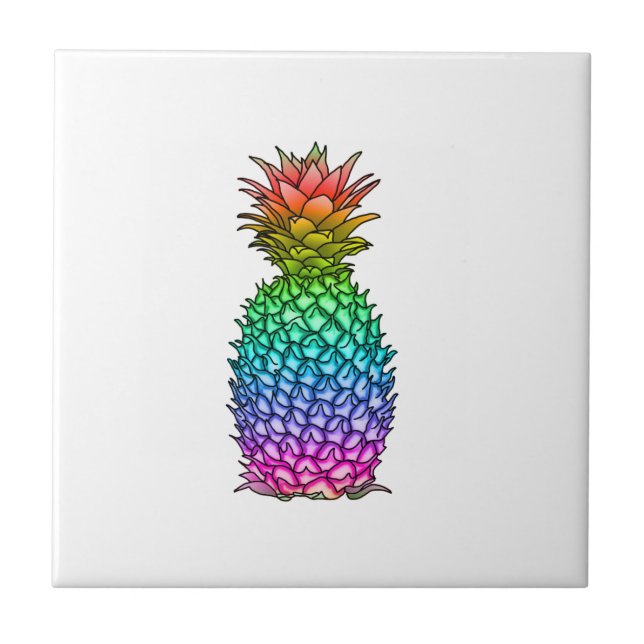 Rainbow Colorful Pineapple Ceramic Tile (Front)