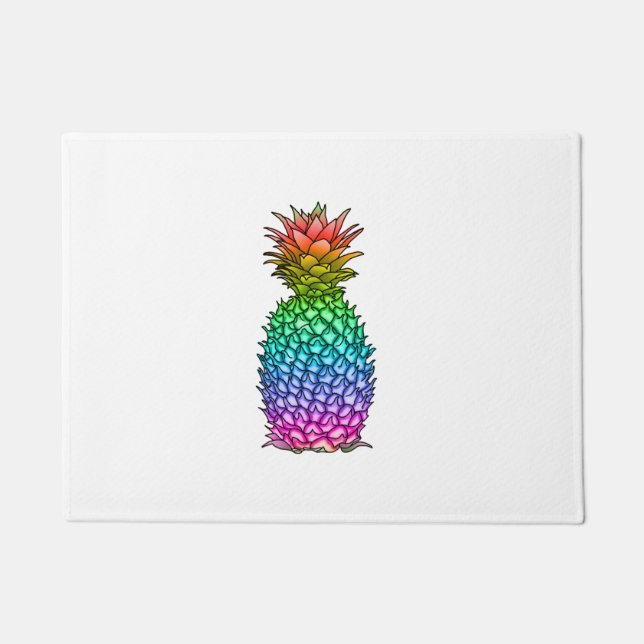 Rainbow Colorful Pineapple Doormat (Front)