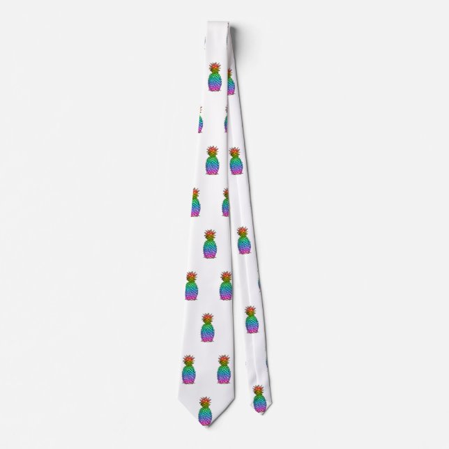 Rainbow Colorful Pineapple Neck Tie (Front)