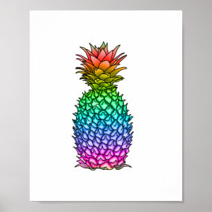 Rainbow Colorful Pineapple Poster