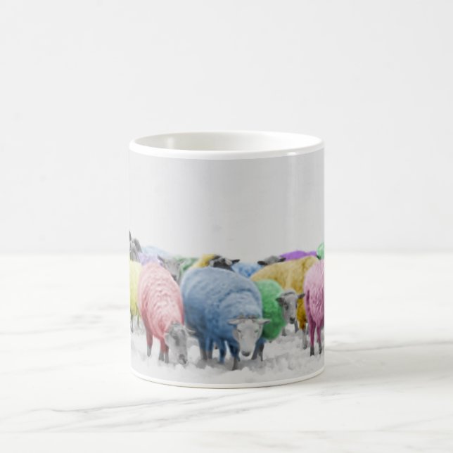 Rainbow Colorful Sheeps Coffee Mug (Center)