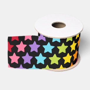 Rainbow Colorful Stars Print Ribbon