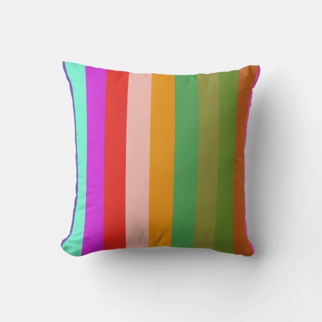 Rainbow colorful striped abstract throw pillow (Front)