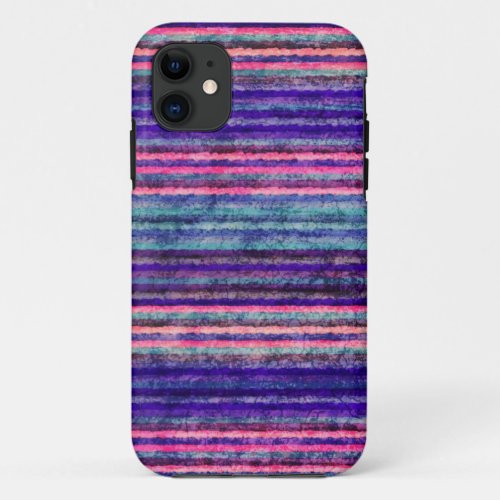 Rainbow Colorful Stripes Grunge Textures 3 iPhone 11 Case