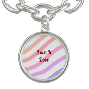 Rainbow colorful stripes pastel love is love pride bracelet