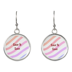 Rainbow colorful stripes pastel love is love pride earrings
