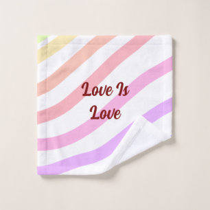 Rainbow colorful stripes pastel love is love pride wash cloth
