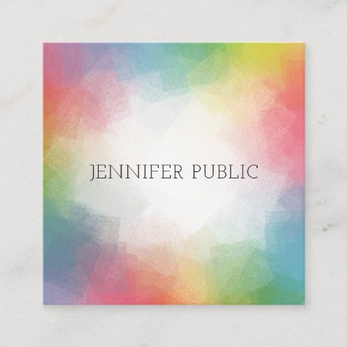Rainbow Colorful Template Modern Elegant Square Business Card
