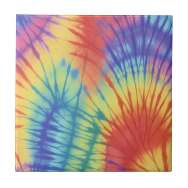 Rainbow Colorful Tie Dye Pattern Ceramic Tile (Front)