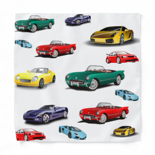 Rainbow Colorful Vintage Cars Pocket Square Bandana