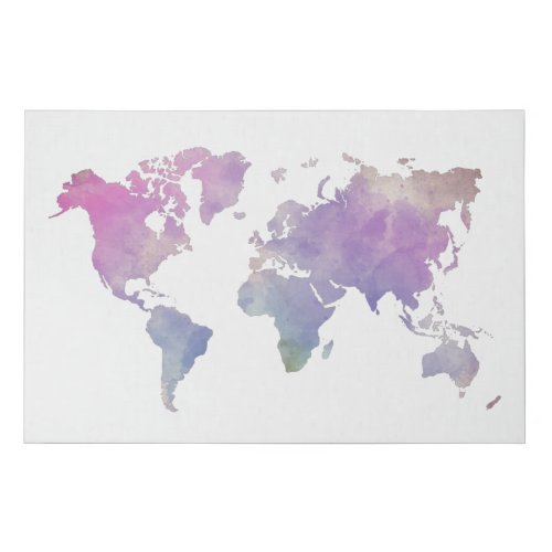 Rainbow Colorful Watercolor World Map Travel Gift Faux Canvas Print