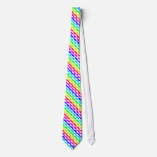 Rainbow Colorful White Chevron Tie