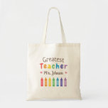 Rainbow Coloring Crayons Greatest Teacher Tote Bag at Zazzle