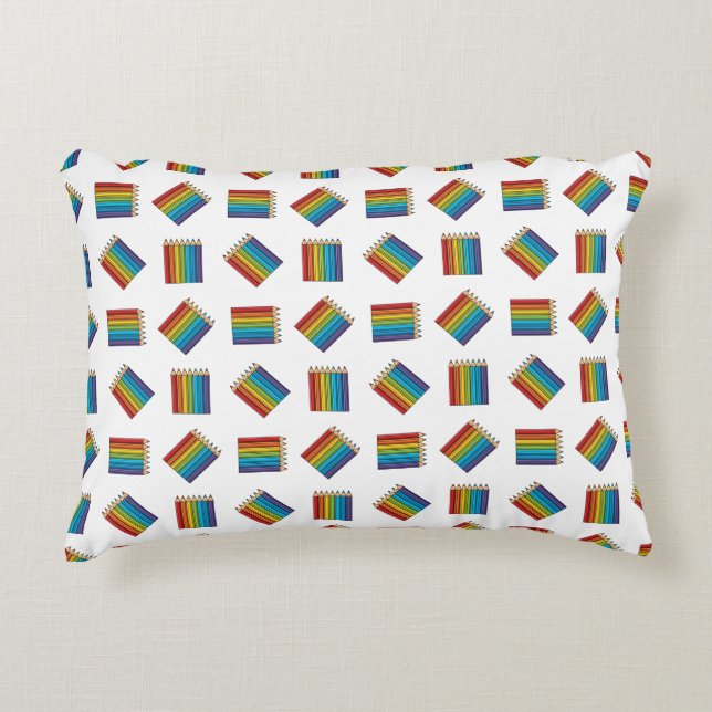 Rainbow Coloring Pencils Accent Pillow (Front)