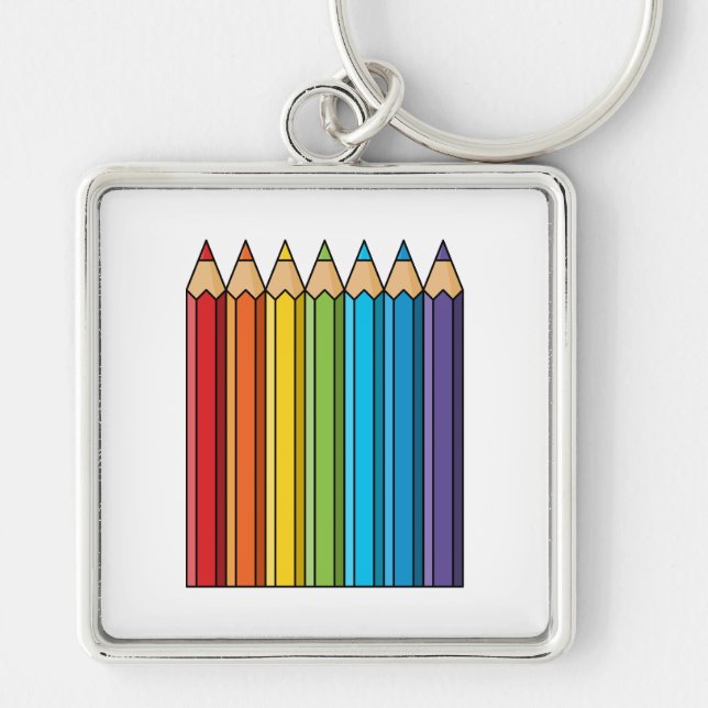 Rainbow Coloring Pencils Keychain (Front)