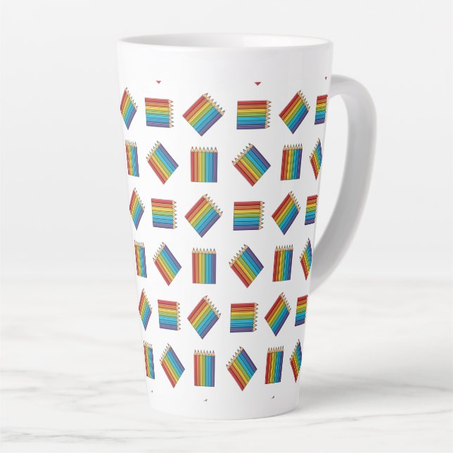 Rainbow Coloring Pencils Latte Mug (Right Angle)