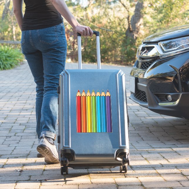 Rainbow Coloring Pencils Sticker (Suitcase Insitu)