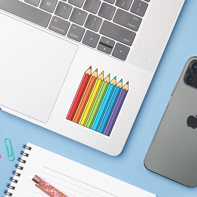 Rainbow Coloring Pencils Sticker (Laptop w/ iPhone)
