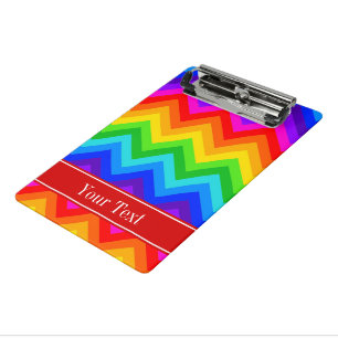Rainbow Colors #2 LG Chevron Brt Red Name Monogram Mini Clipboard