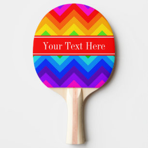 Rainbow Colors #2 LG Chevron Brt Red Name Monogram Ping-Pong Paddle