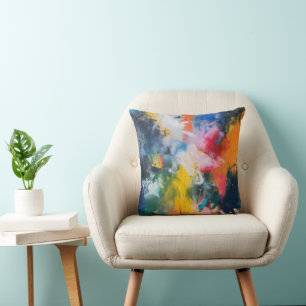 Rainbow Colors Abstract Art Throw Pillow
