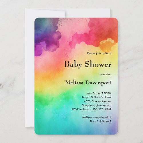 Rainbow Colors Abstract Design Baby Shower Invitation