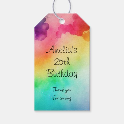 Rainbow Colors Abstract Design Birthday Favor Gift Tags