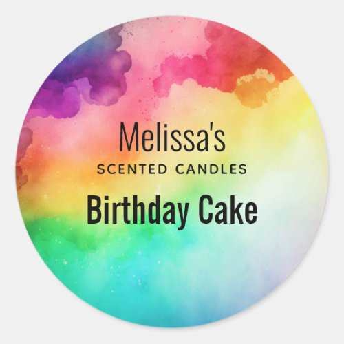 Rainbow Colors Abstract Design _  Candle Business Classic Round Sticker
