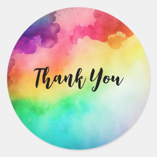 Rainbow Colors Abstract Design Thank You Classic Round Sticker