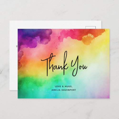 Rainbow Colors Abstract Design _ Thank You Postcard