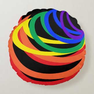 Rainbow Colors Abstract Pattern Round Pillow