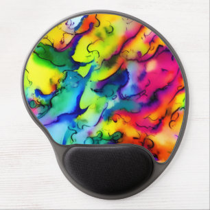 Rainbow colors abstract watercolor painting gel mouse pad