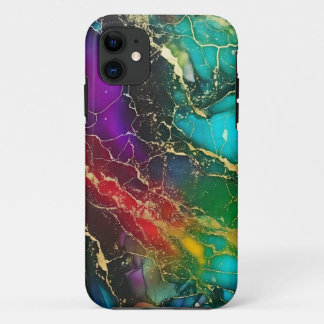 Rainbow Colors Alcohol Ink Painting iPhone 11 Case