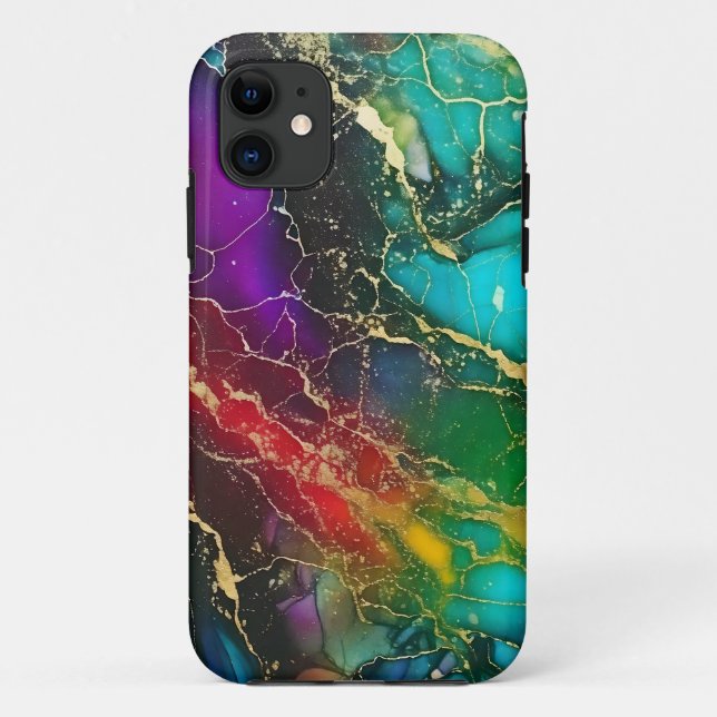 Rainbow Colors Alcohol Ink Painting Case-Mate iPhone Case (Back)