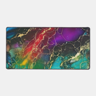 Rainbow Colors Alcohol Ink Painting Desk Mat