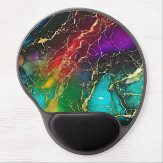 Rainbow Colors Alcohol Ink Painting Gel Mouse Pad