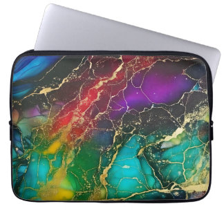 Rainbow Colors Alcohol Ink Painting Laptop Sleeve