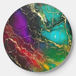 Rainbow Colors Alcohol Ink Painting Wireless Charger