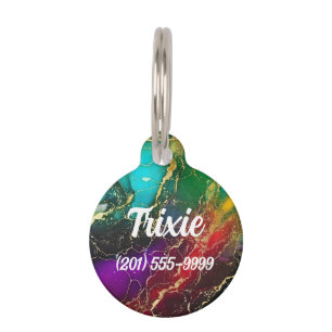 Rainbow Colors Alcohol Ink Pet ID Tag