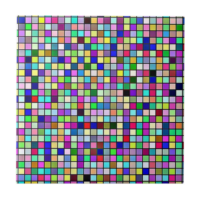 Rainbow Colors And Pastels Square Tiles Pattern (Front)