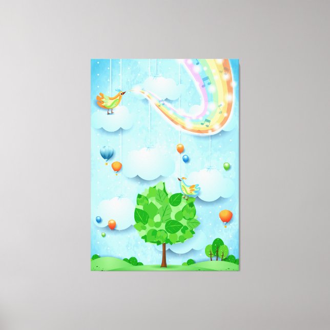 Rainbow colors and tree canvas print (Front)