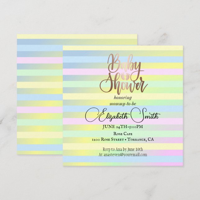 Rainbow colors baby shower invitation (Front/Back)
