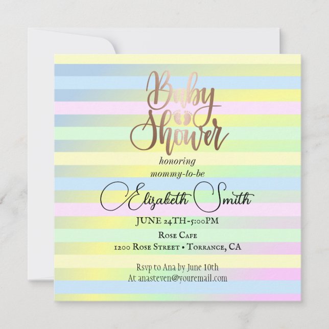 Rainbow colors baby shower invitation (Front)