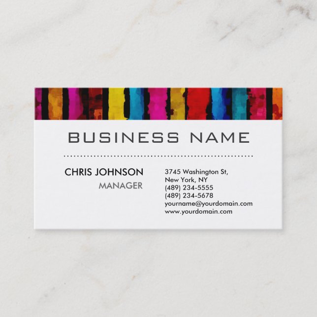 Rainbow Colors Black White Charming Business Card (Front)