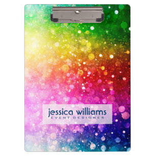 Rainbow Colors Bokeh Glitter Clipboard